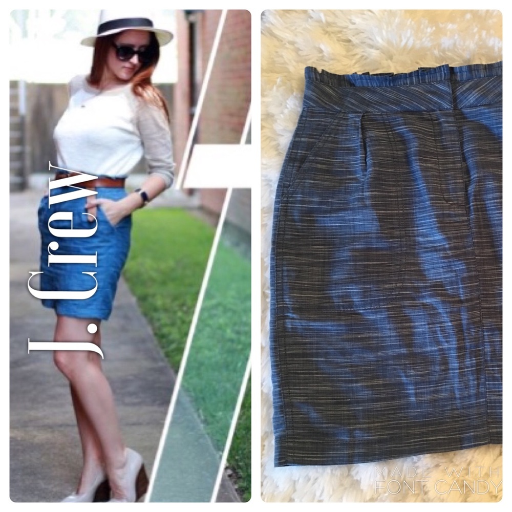 J. Crew Blue and White Skirt Ruffled Waist